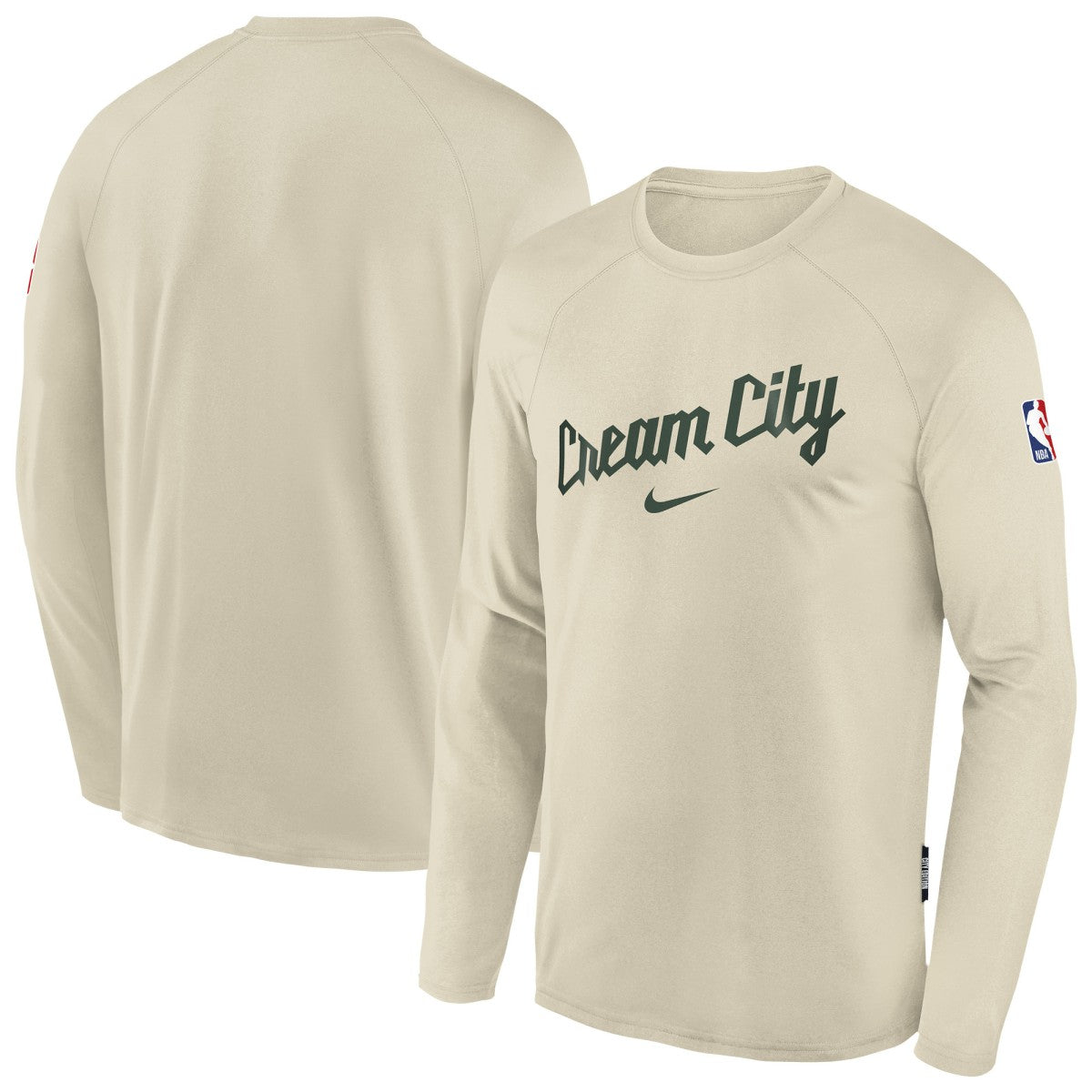 Nike Milwaukee Bucks Youth 2025/26 City Edition Dri-Fit Long Sleeve Game Top White