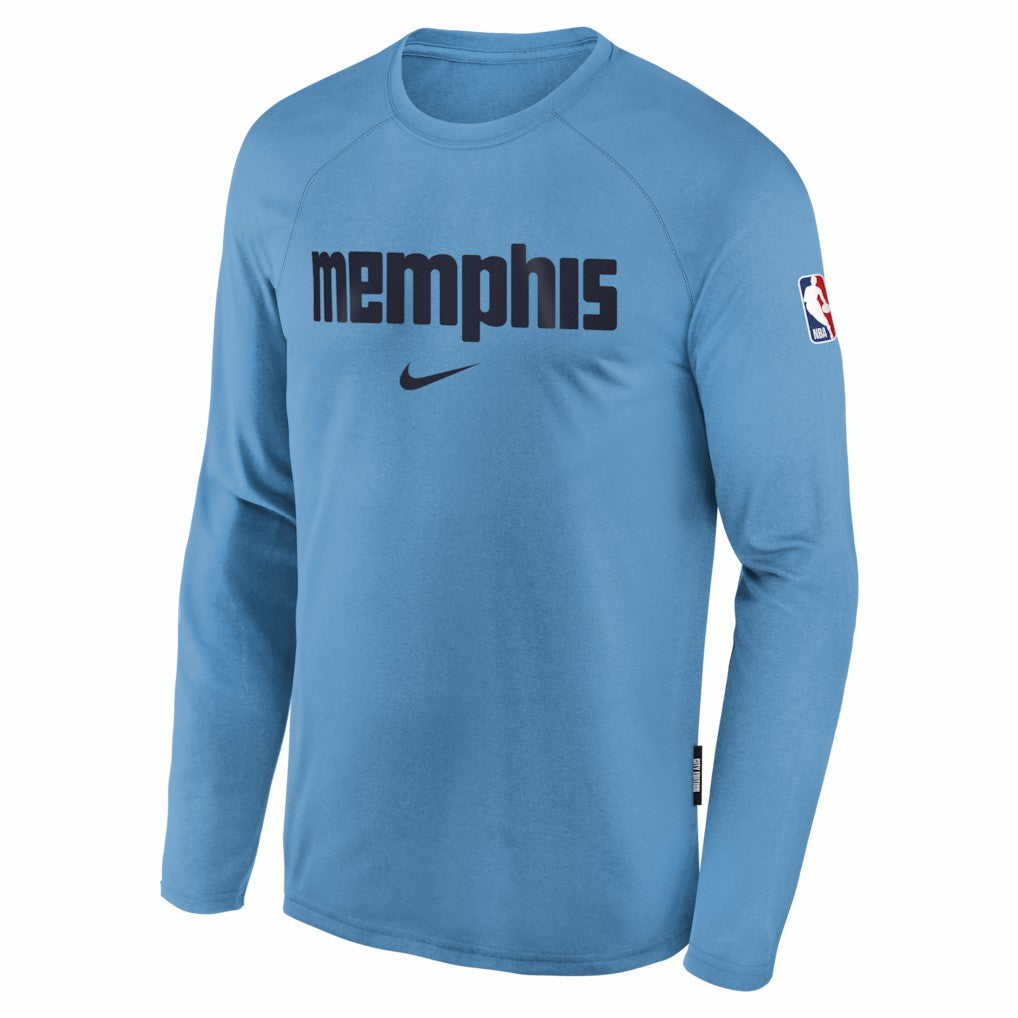 Nike Memphis Grizzlies Youth 2025/26 City Edition Dri-Fit Long Sleeve Game Top Light Blue