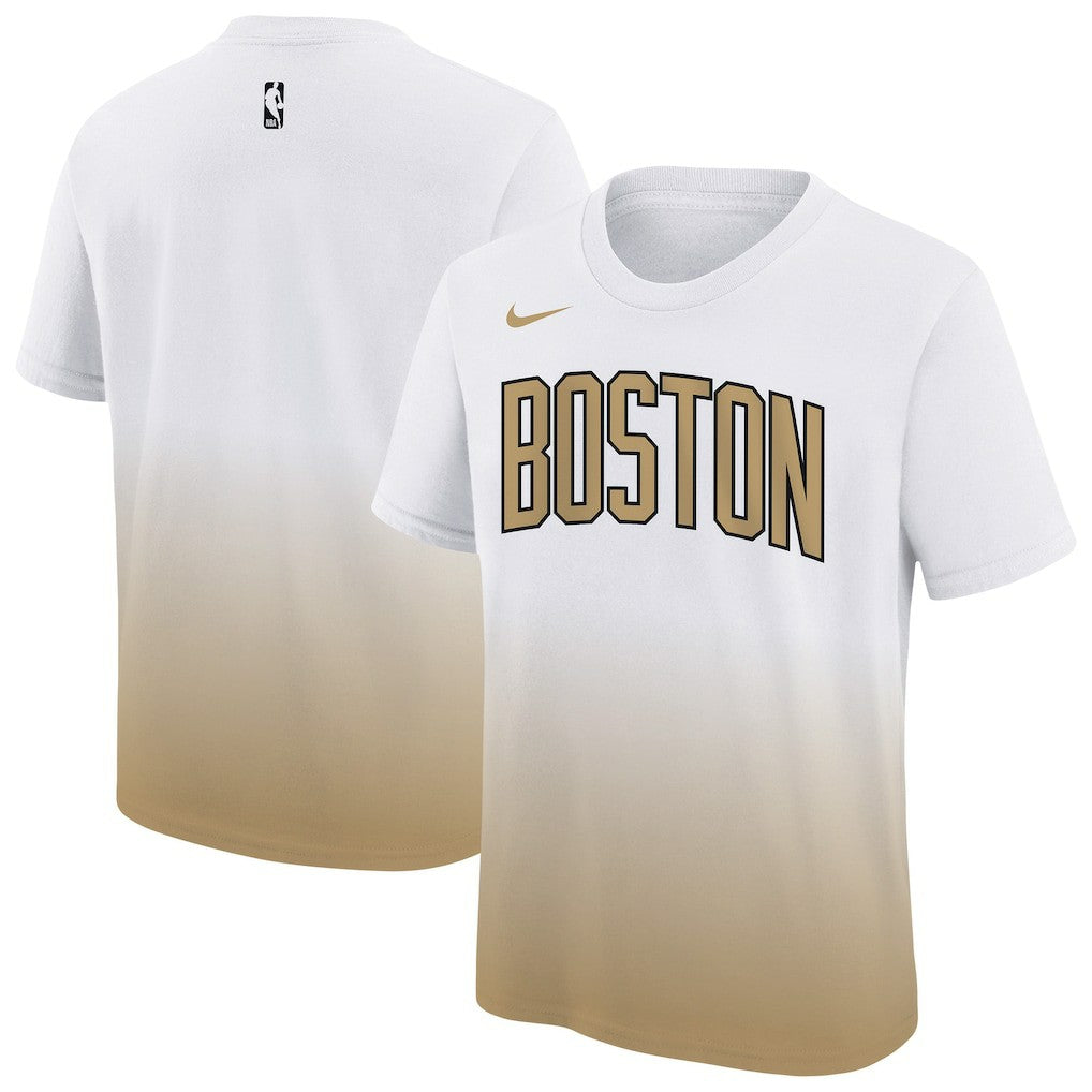 Nike Boston Celtics Youth 2025/26 City Edition Max90 T-Shirt White/Gold