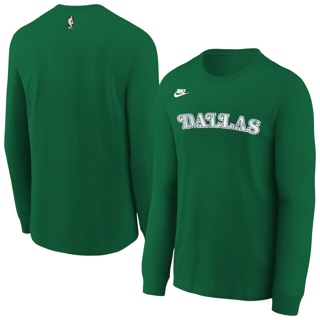 Nike Dallas Mavericks Youth Hardwood Classics Essential Logo Max90 Long Sleeve T-Shirt Green
