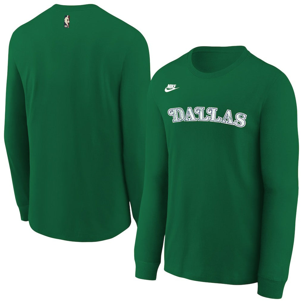 Nike Dallas Mavericks Youth Hardwood Classics Essential Logo Max90 Long Sleeve T-Shirt Green