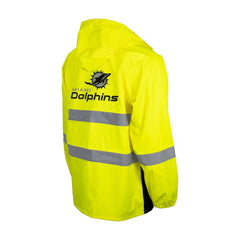 Miami Dolphins Hi-Vis Safety Waterproof Rainshell Full-Zip Hooded Jacket - Yellow - NFL