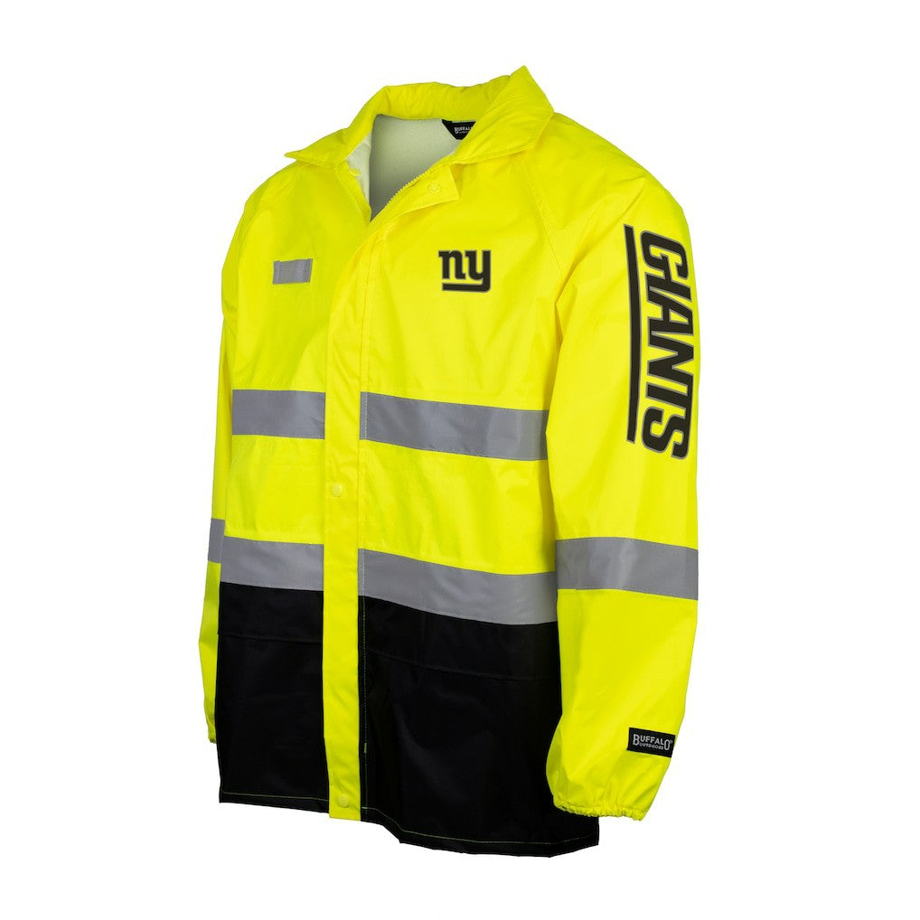 New York Giants Hi-Vis Safety Waterproof Rainshell Full-Zip Hooded Jacket - Yellow - NFL
