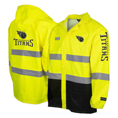 Tennessee Titans Hi-Vis Safety Waterproof Rainshell Full-Zip Hooded Jacket - Yellow - NFL