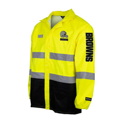 Cleveland Browns Hi-Vis Safety Waterproof Rainshell Full-Zip Hooded Jacket - Yellow - NFL