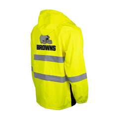 Cleveland Browns Hi-Vis Safety Waterproof Rainshell Full-Zip Hooded Jacket - Yellow - NFL