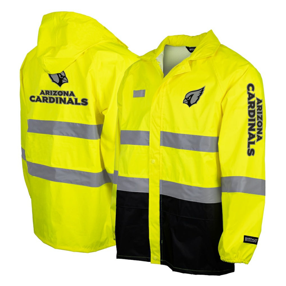 Arizona Cardinals Hi-Vis Safety Waterproof Rainshell Full-Zip Hooded Jacket - Yellow - NFL