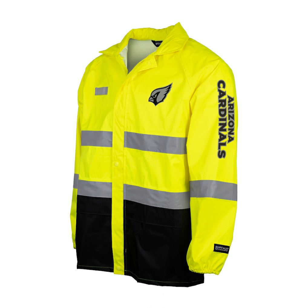 Arizona Cardinals Hi-Vis Safety Waterproof Rainshell Full-Zip Hooded Jacket - Yellow - NFL