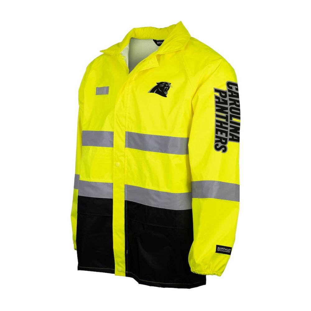 Carolina Panthers Hi-Vis Safety Waterproof Rainshell Full-Zip Hooded Jacket - Yellow - NFL