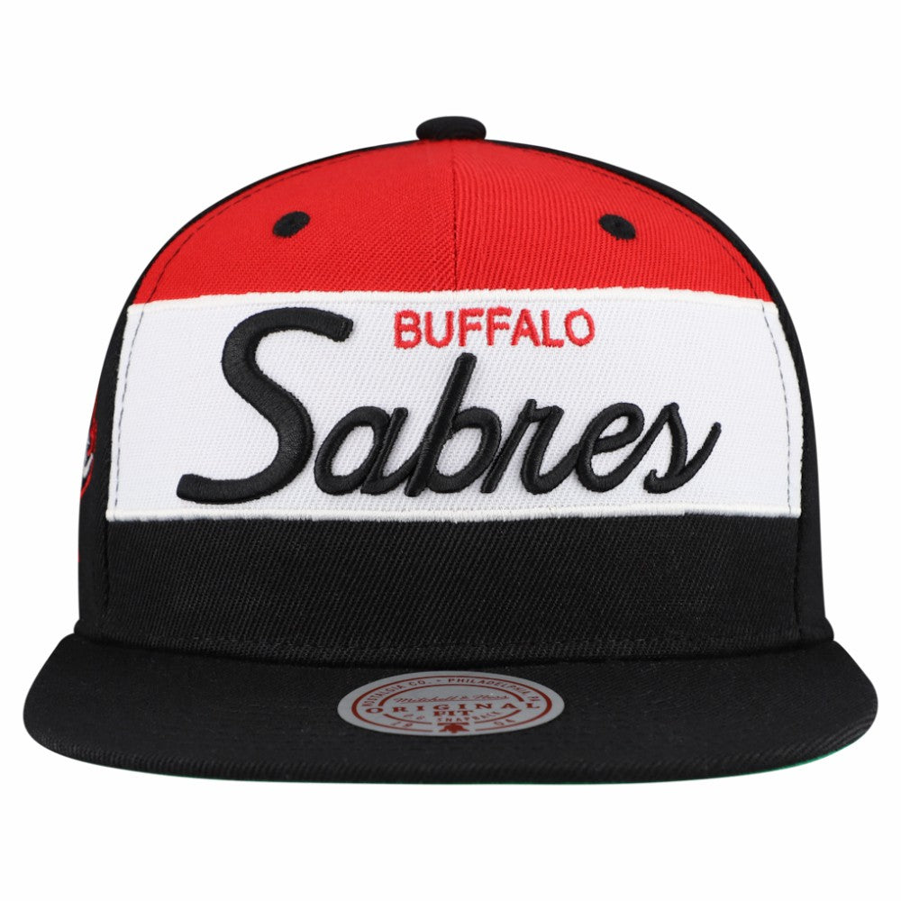 Buffalo Sabres Mitchell & Ness Retro Script Colorblock Snapback Hat - Black | NHL discount