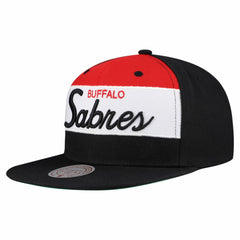 Buffalo Sabres Mitchell & Ness Retro Script Colorblock Snapback Hat - Black | NHL discount