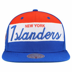 New York Islanders Mitchell & Ness Retro Script Colorblock Snapback Hat - Royal | NHL on sale