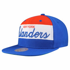 New York Islanders Mitchell & Ness Retro Script Colorblock Snapback Hat - Royal | NHL on sale