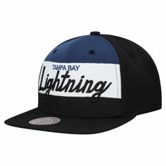 Tampa Bay Lightning Mitchell & Ness Retro Script Colorblock Snapback Hat - Black | NHL online