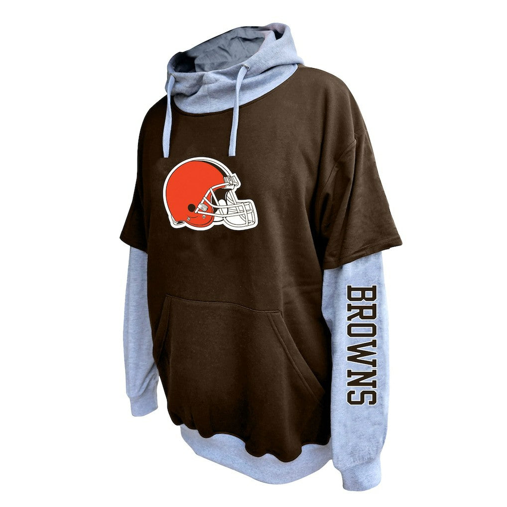 Cleveland Browns Big & Tall Twofer Pullover Hoodie - Brown/Heather Gray - Fanatics