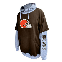 Cleveland Browns Big & Tall Twofer Pullover Hoodie - Brown/Heather Gray - Fanatics