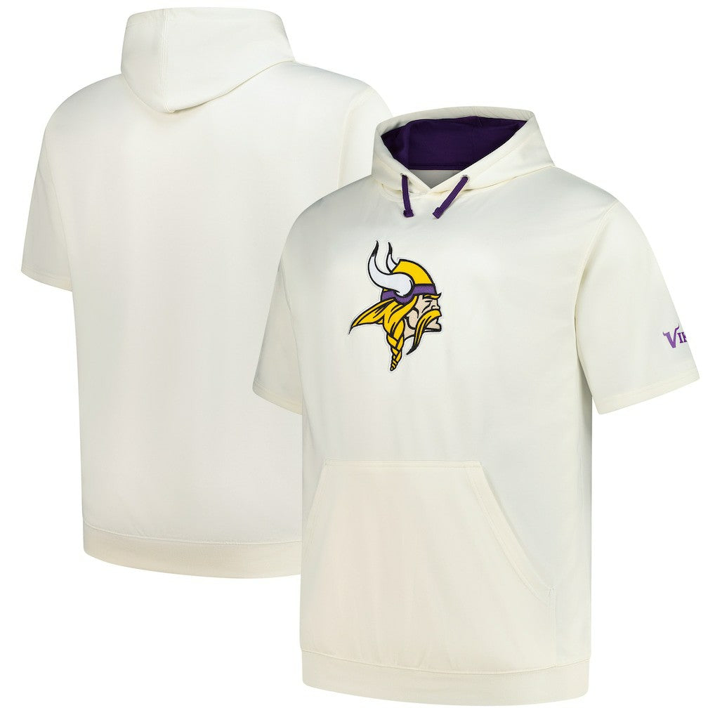 Minnesota Vikings Profile Big & Tall Chest Print and Logo Short Sleeve Pullover Hoodie - Oatmeal - NFL