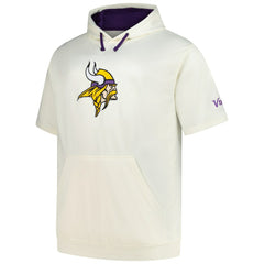 Minnesota Vikings Profile Big & Tall Chest Print and Logo Short Sleeve Pullover Hoodie - Oatmeal - NFL