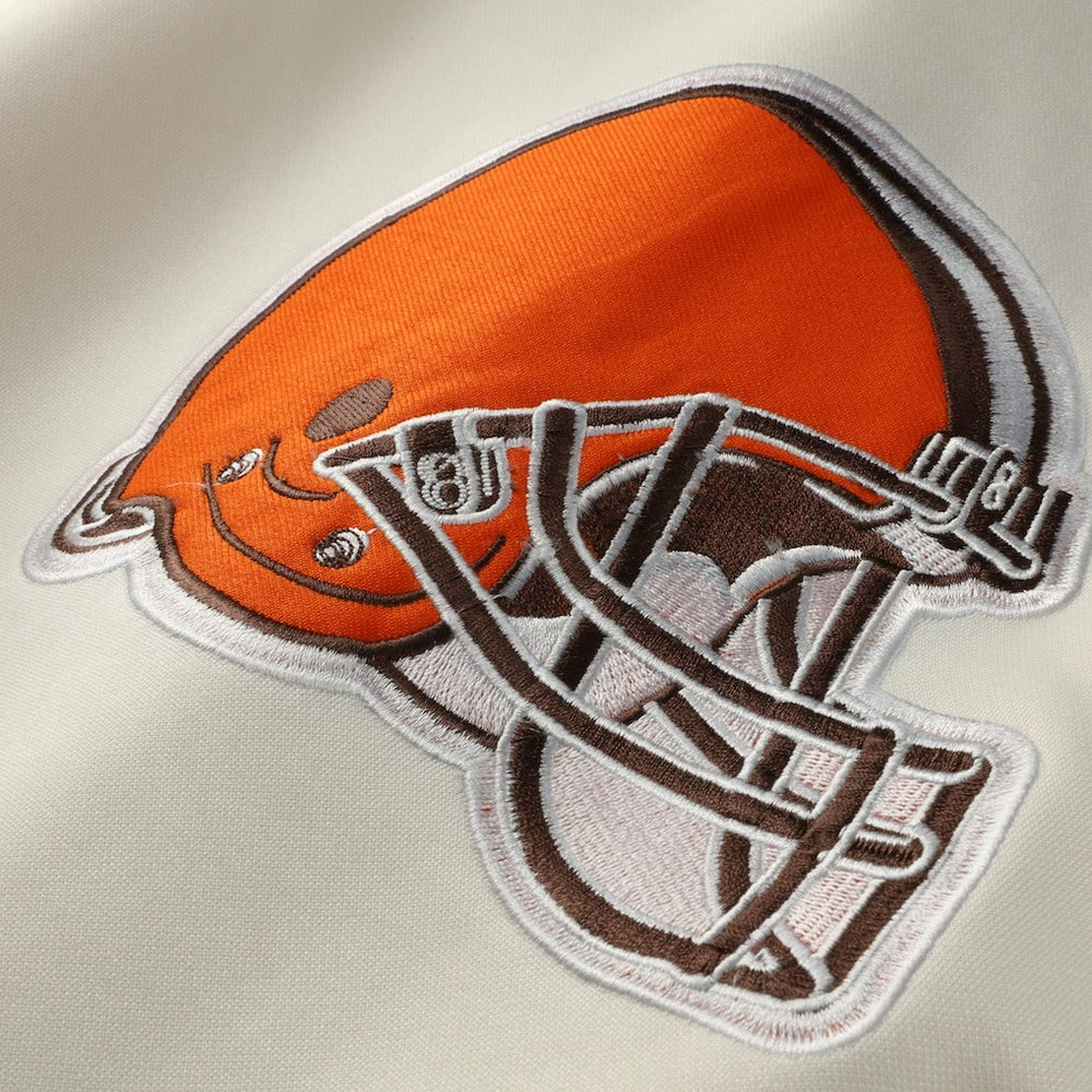 Cleveland Browns Profile Big & Tall Chest Print and Logo Short Sleeve Pullover Hoodie - Oatmeal - NFL