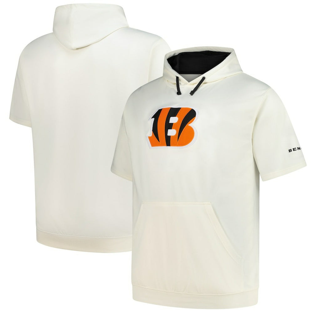 Cincinnati Bengals Profile Big & Tall Chest Print and Logo Short Sleeve Pullover Hoodie - Oatmeal - NFL