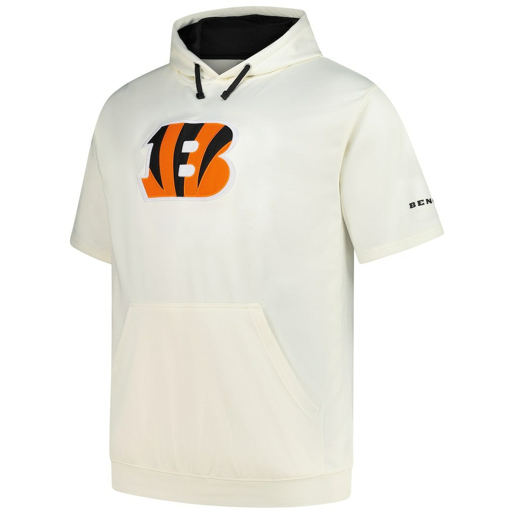 Cincinnati Bengals Profile Big & Tall Chest Print and Logo Short Sleeve Pullover Hoodie - Oatmeal - NFL