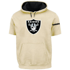 Las Vegas Raiders Profile Big & Tall Chest Print and Logo Short Sleeve Pullover Hoodie - Oatmeal - NFL