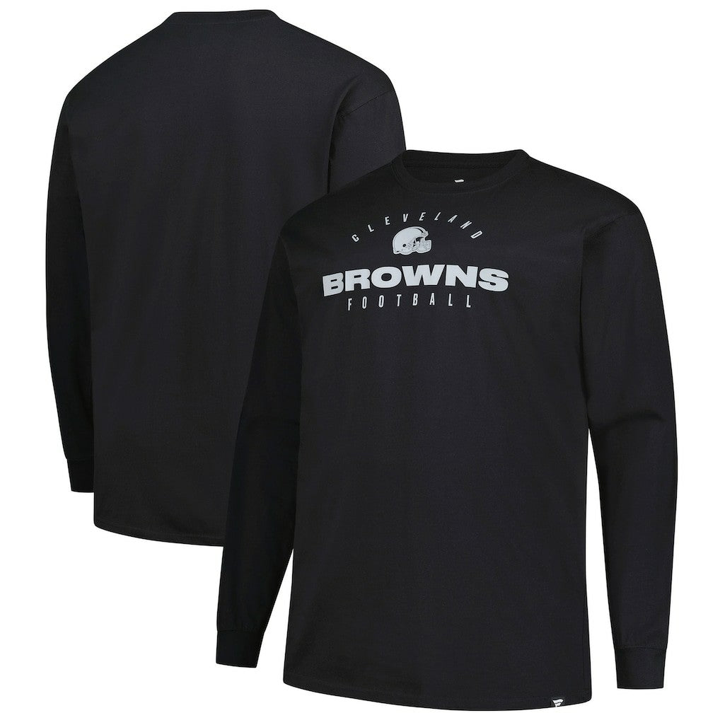Cleveland Browns Big & Tall Coverage Scheme Long Sleeve T-Shirt - Black - Fanatics