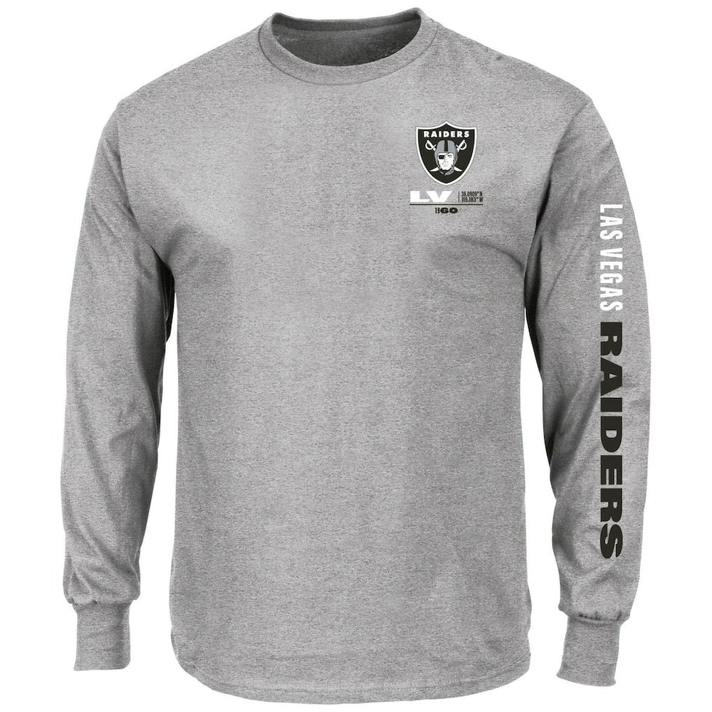 Las Vegas Raiders Big & Tall Clock Management Legacy Long Sleeve T-Shirt - Heather Gray - Fanatics