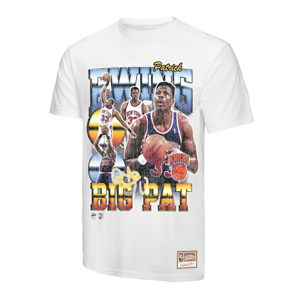 Mitchell & Ness Patrick Ewing New York Knicks Hardwood Classics Commemorative Player Collage T-Shirt White