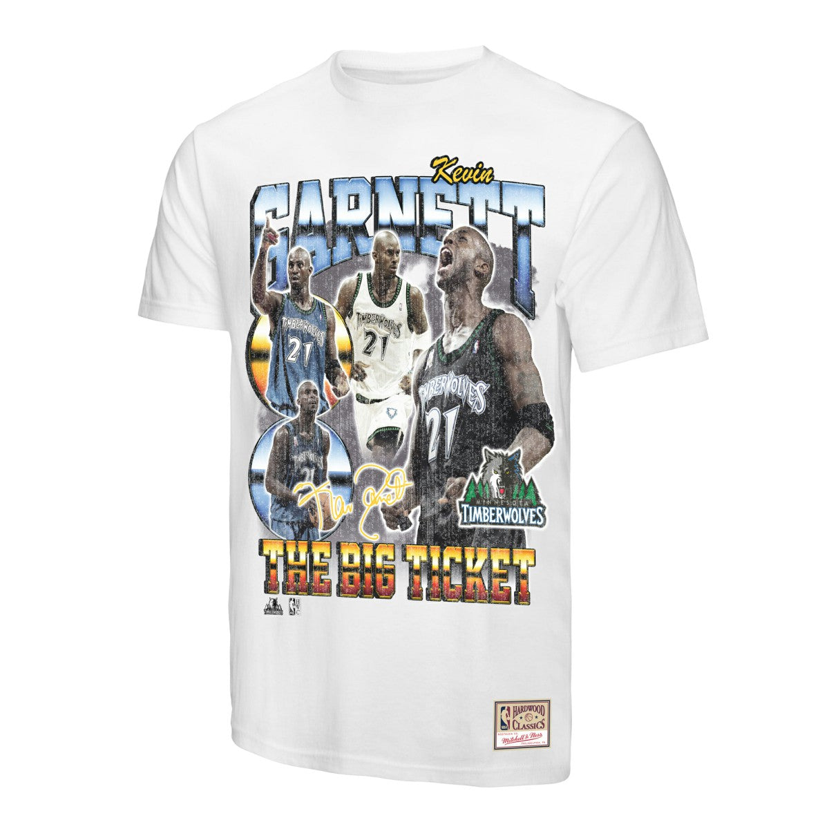 Mitchell & Ness Kevin Garnett Minnesota Timberwolves Hardwood Classics Commemorative Player Collage T-Shirt White