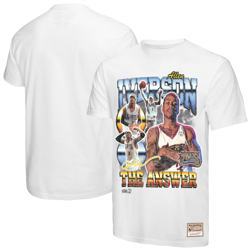 Mitchell & Ness Allen Iverson Philadelphia 76ers Hardwood Classics Commemorative Player Collage T-Shirt White