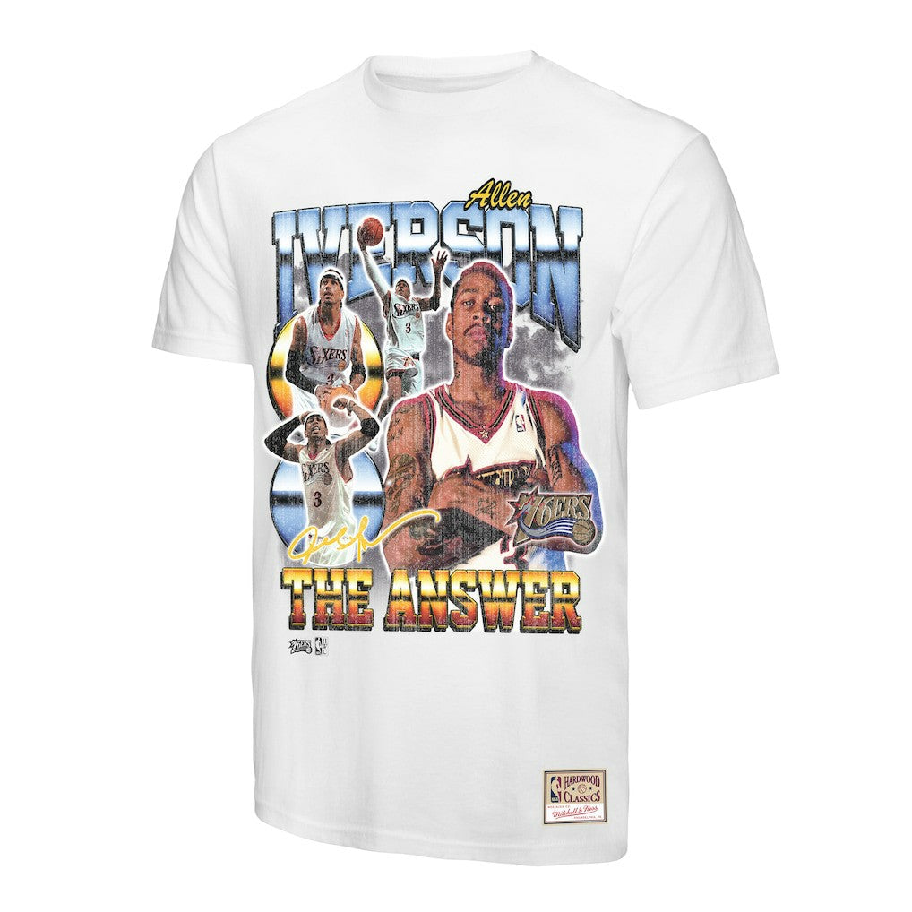Mitchell & Ness Allen Iverson Philadelphia 76ers Hardwood Classics Commemorative Player Collage T-Shirt White