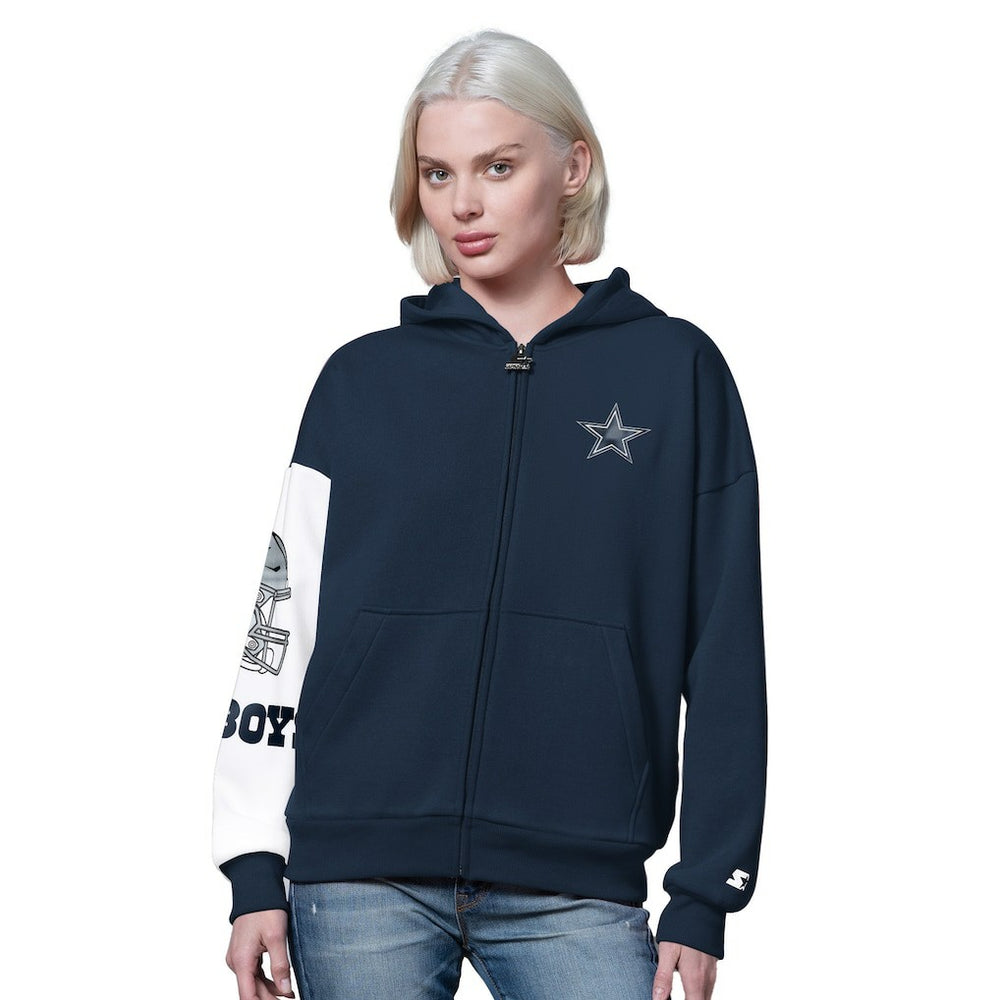 Dallas Cowboys Starter Women's 4th Down Full-Zip Hoodie - Navy - NFL