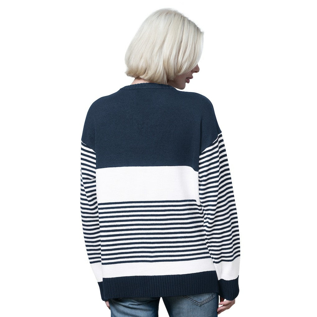 Dallas Cowboys Starter Women's No Huddle Striped V-Neck Sweater - Navy - NFL