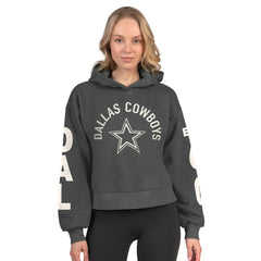 Dallas Cowboys Starter Women's Star Player Cropped Fleece Pullover Hoodie - Heather Charcoal - NFL