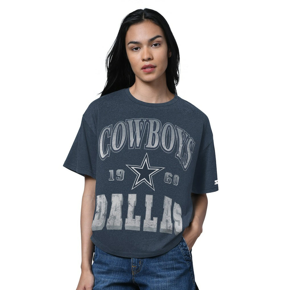 Dallas Cowboys Starter Women's Oversized Hall of Fame T-Shirt - Heather Navy - NFL