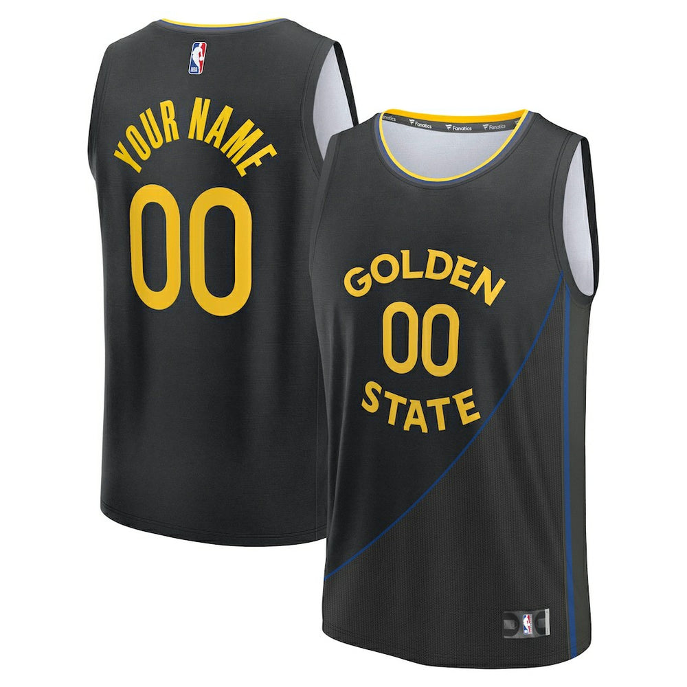 Fanatics Golden State Warriors Youth Fast Break Custom Replica Jersey Black Statement Edition
