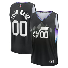 Fanatics Utah Jazz Youth Fast Break Custom Replica Jersey Black Statement Edition