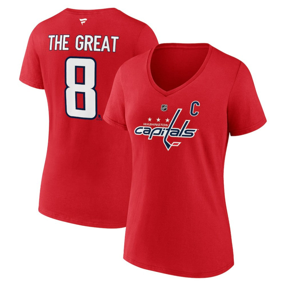 Alexander Ovechkin Washington Capitals Fanatics Women's NHL All-Time Leading Goal Scorer The Great 8 Name & Number V-Neck T-Shirt - Red | Fanatics on sale