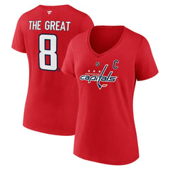 Alexander Ovechkin Washington Capitals Fanatics Women's NHL All-Time Leading Goal Scorer The Great 8 Name & Number V-Neck T-Shirt - Red | Fanatics on sale