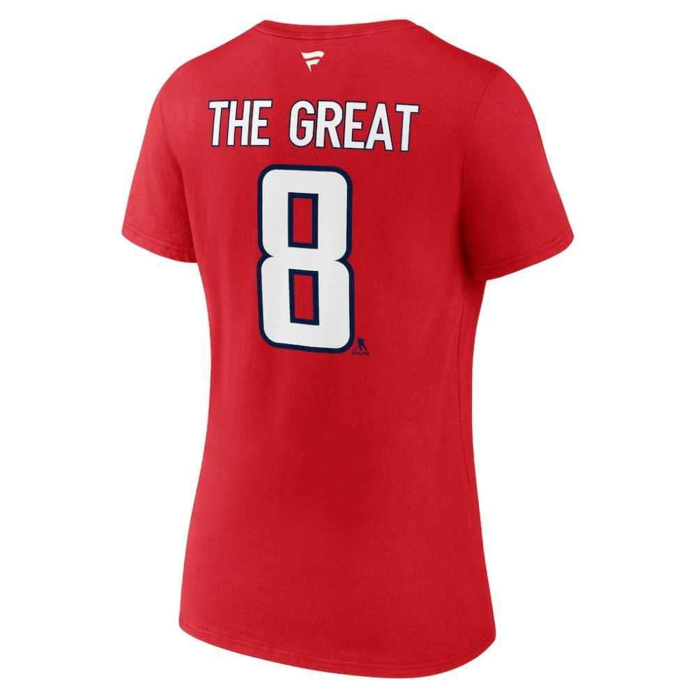 Alexander Ovechkin Washington Capitals Fanatics Women's NHL All-Time Leading Goal Scorer The Great 8 Name & Number V-Neck T-Shirt - Red | Fanatics on sale