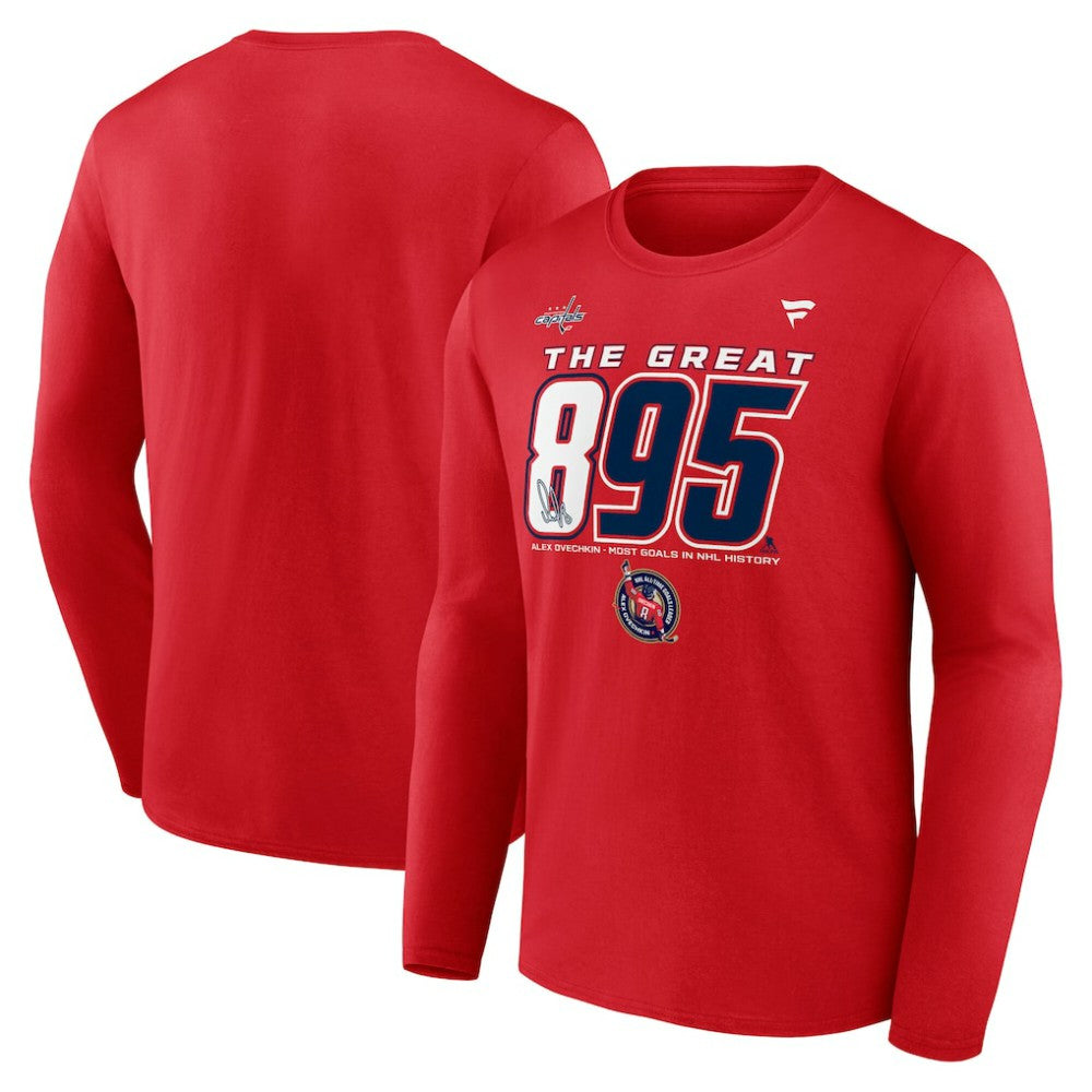 Alexander Ovechkin Washington Capitals Fanatics NHL All-Time Leading Goal Scorer The Great 895 Long Sleeve T-Shirt - Red | Fanatics sale