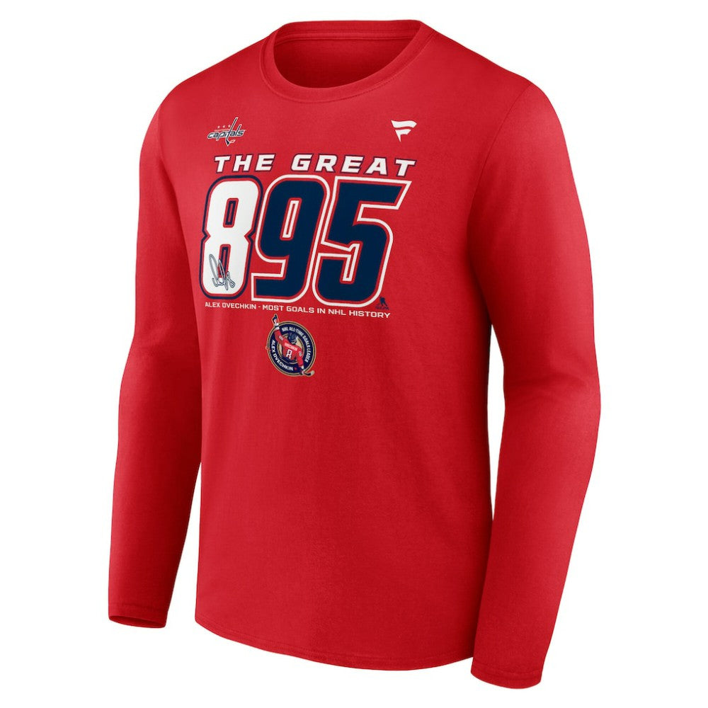 Alexander Ovechkin Washington Capitals Fanatics NHL All-Time Leading Goal Scorer The Great 895 Long Sleeve T-Shirt - Red | Fanatics sale