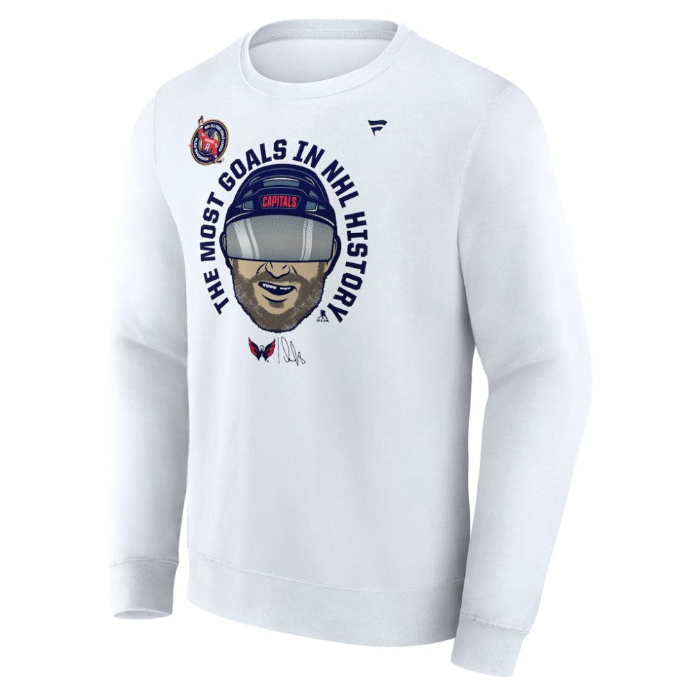 Alexander Ovechkin Washington Capitals Fanatics NHL All-Time Leading Goal Scorer GR8 Caricature Fleece Pullover Sweatshirt - White | Fanatics sale