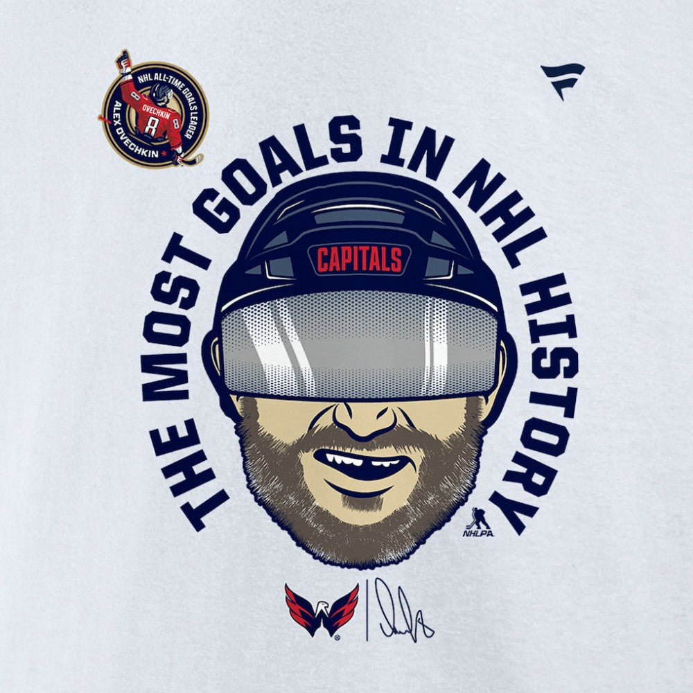 Alexander Ovechkin Washington Capitals Fanatics NHL All-Time Leading Goal Scorer GR8 Caricature Fleece Pullover Sweatshirt - White | Fanatics sale