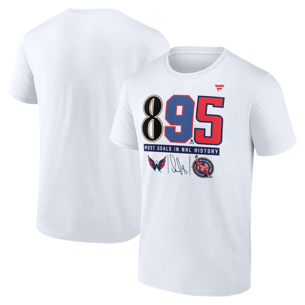 Alexander Ovechkin Washington Capitals Fanatics NHL All-Time Leading Goal Scorer The History of 895 T-Shirt - White | Fanatics discount