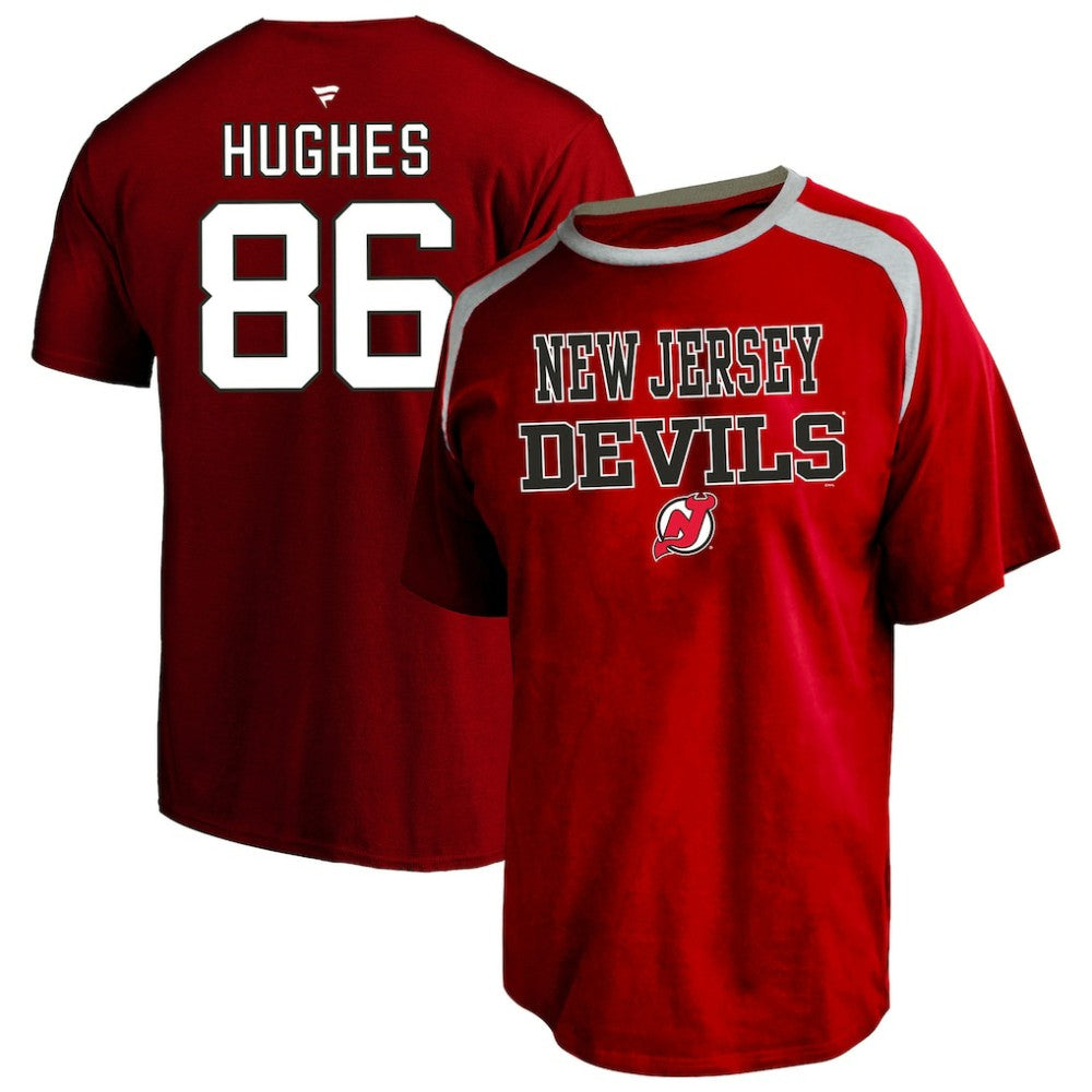 Jack Hughes New Jersey Devils Fanatics Women's Plus Size Name & Number Scoop Neck T-Shirt - Red | Fanatics online
