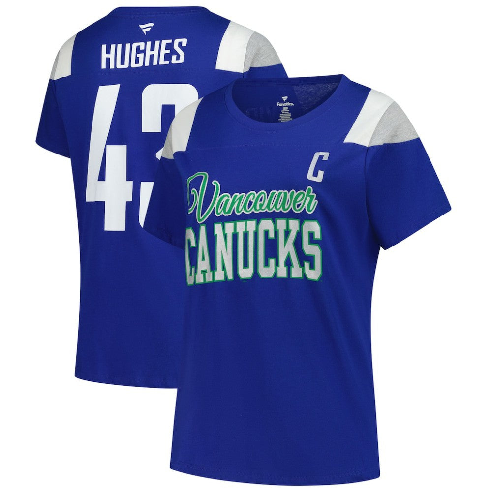 Quinn Hughes Vancouver Canucks Fanatics Women's Plus Size Name & Number Scoop Neck T-Shirt - Royal | Fanatics on sale