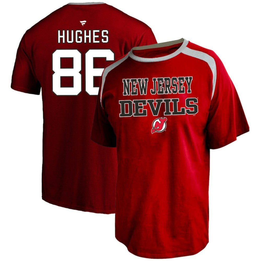 Jack Hughes New Jersey Devils Profile Big & Tall Name & Number T-Shirt - Red | NHL Clearance