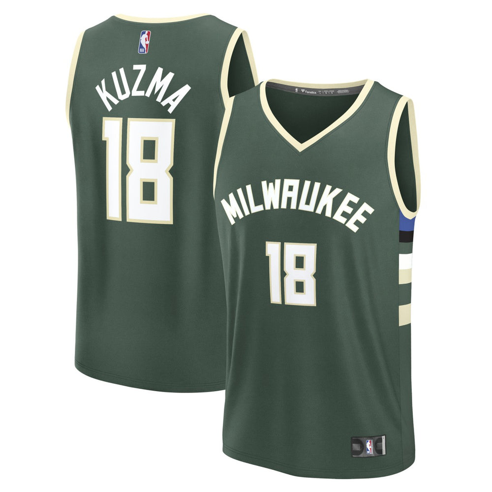 Fanatics Kyle Kuzma Milwaukee Bucks Fast Break Replica Player Jersey Icon Edition Hunter Green